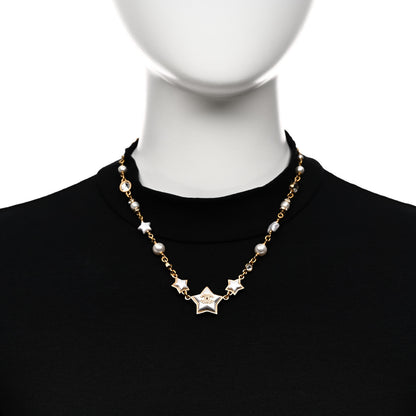 Chanel Metal Pearl Crystal CC Star Gold Pearly White 2 of 5