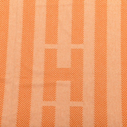 Hermes Wool Cashmere Labyrinthe Chevron Blanket Mangue 2 of 4