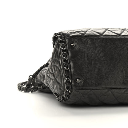 Chanel Metallic Calfskin Quilted Large Chain Me Hobo Dark Grey 8 of 9