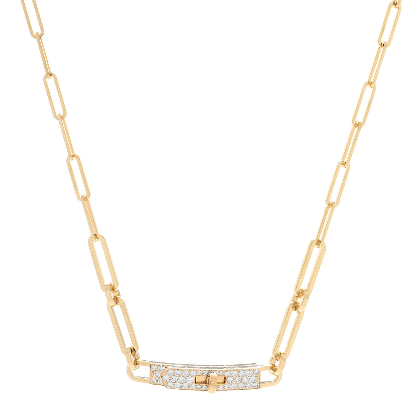 18K Yellow Gold Diamond Pave Kelly Chaine Choker Necklace