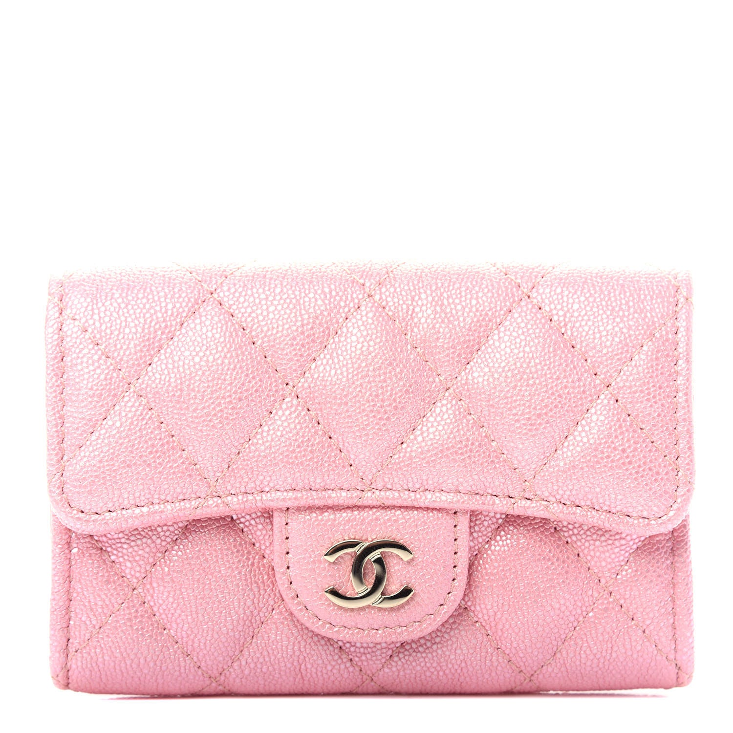 Chanel Iridescent Caviar Quilted Flap Card Holder Rose Pink 1 of 9