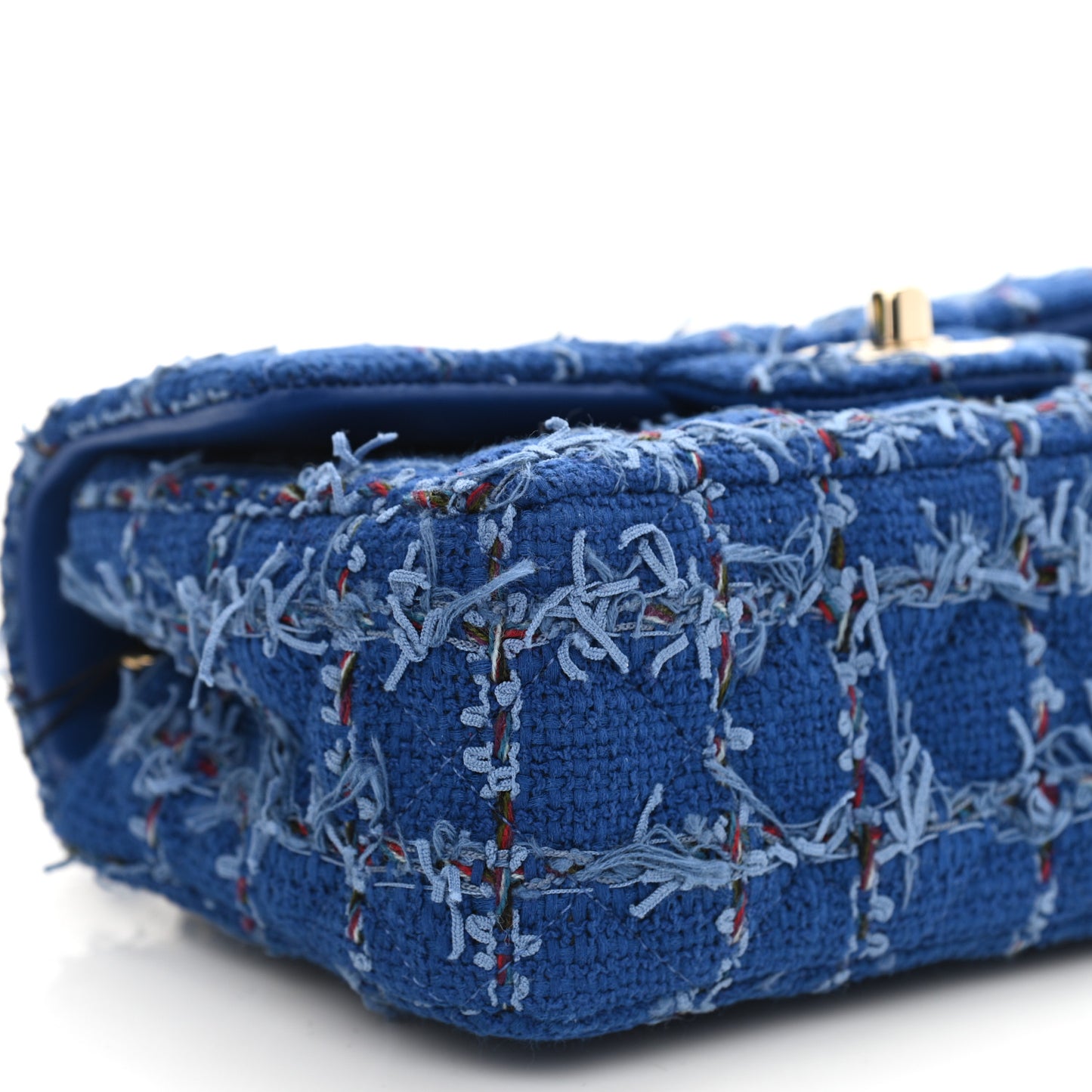 Tweed Quilted Mini Rectangular Flap Blue Multicolor