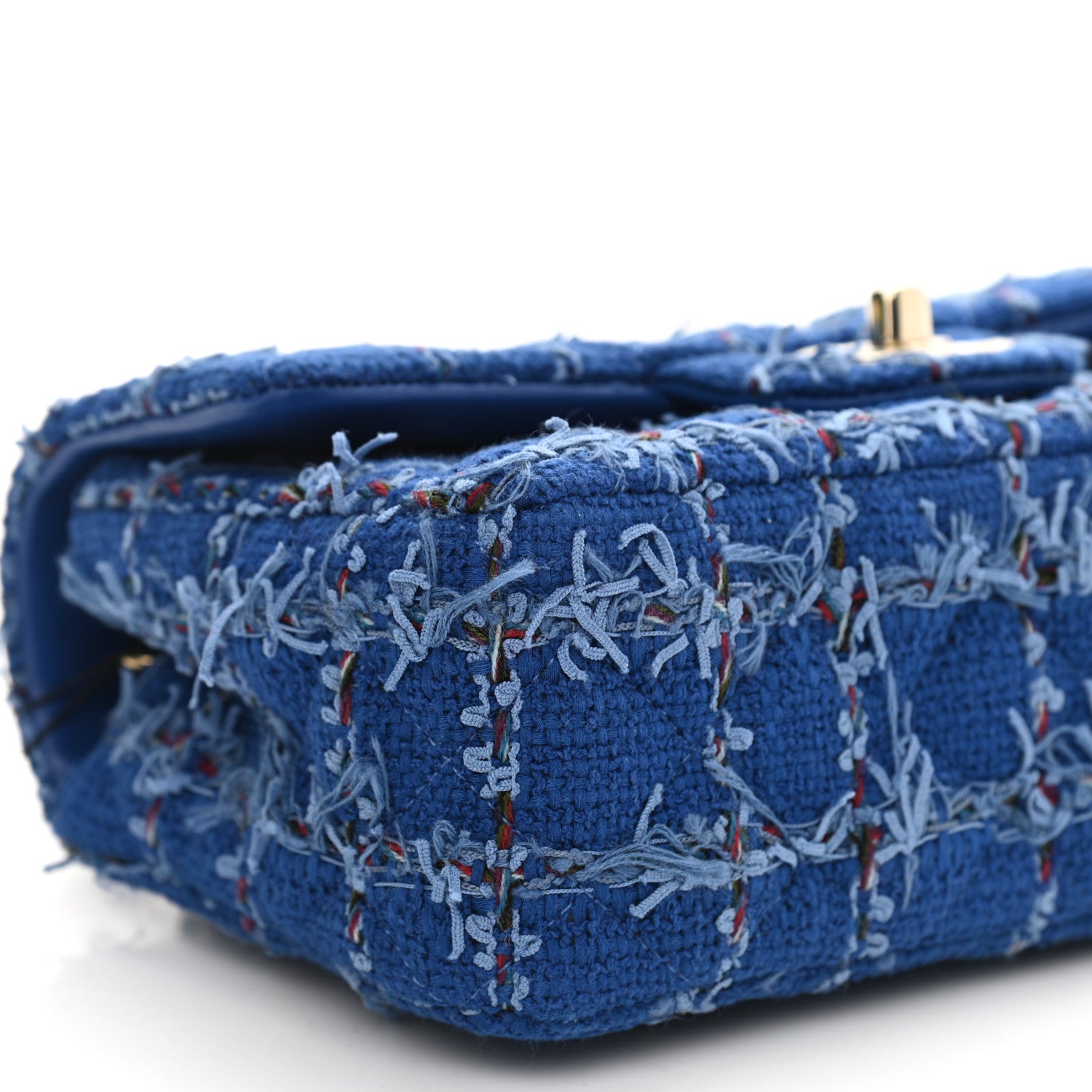 Chanel Tweed Quilted Mini Rectangular Flap Blue Multicolor 9 of 10