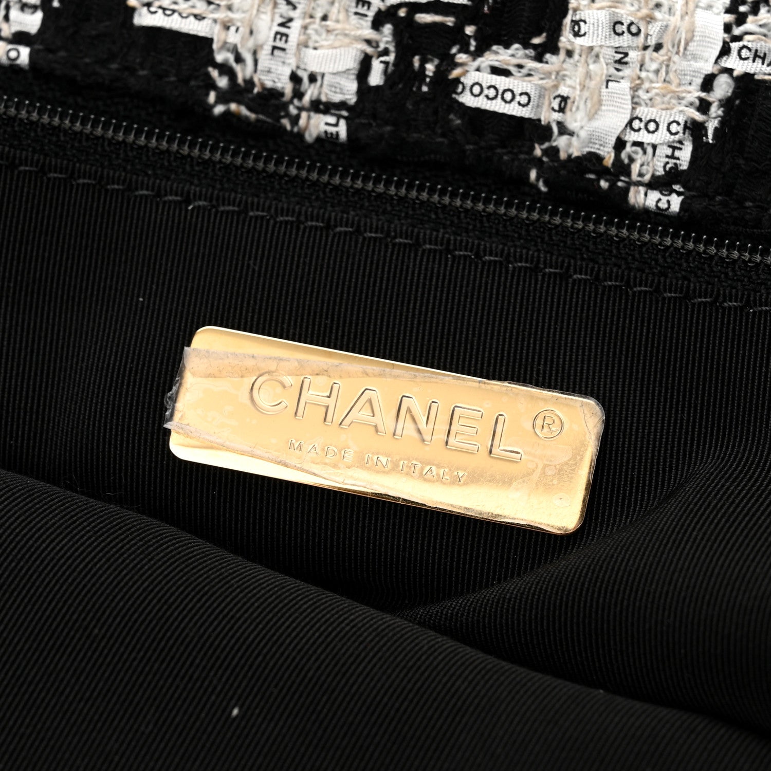 Chanel Tweed Quilted Maxi Chanel 19 Flap Black Ecru White 6 of 10