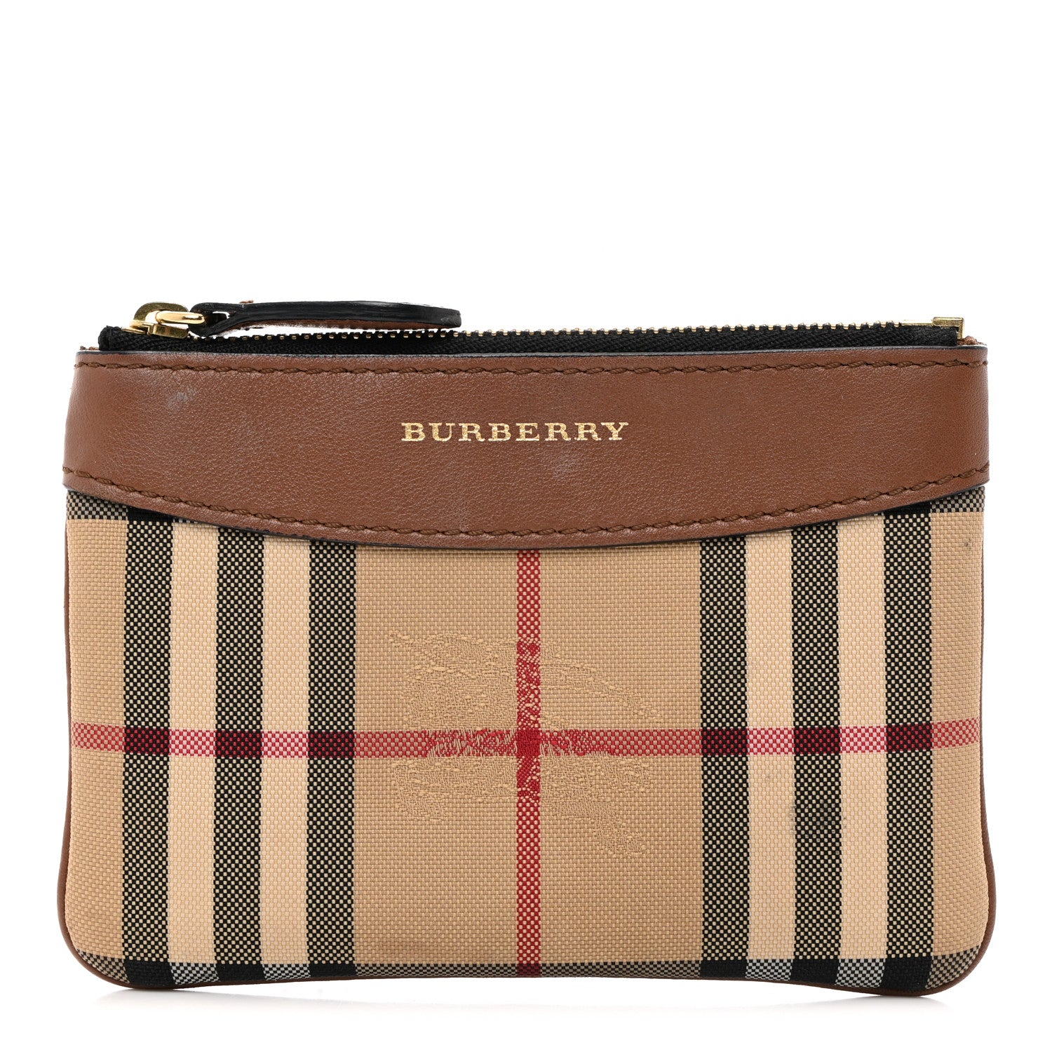 Burberry Haymarket Check Zip Pouch Tan 1 of 7