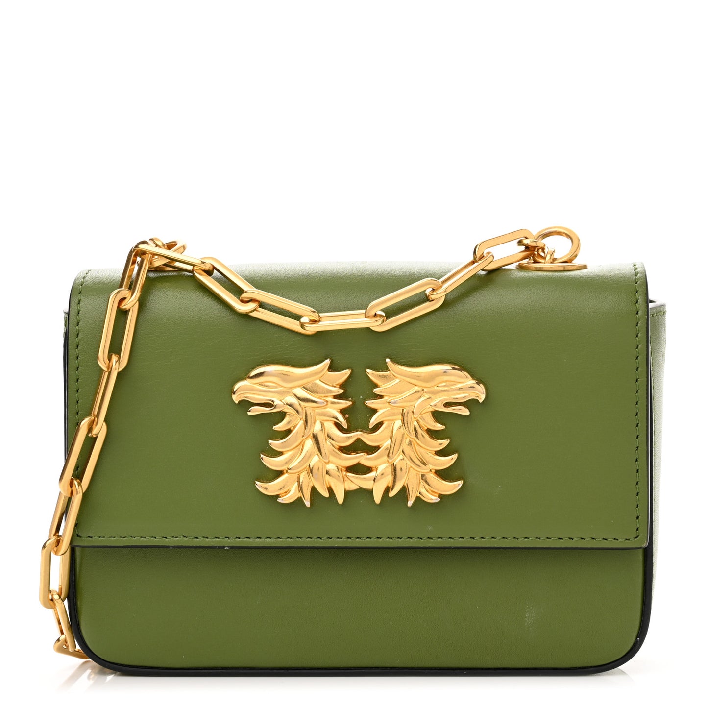 Calfskin Maison Gryphons Chain Shoulder Bag Green