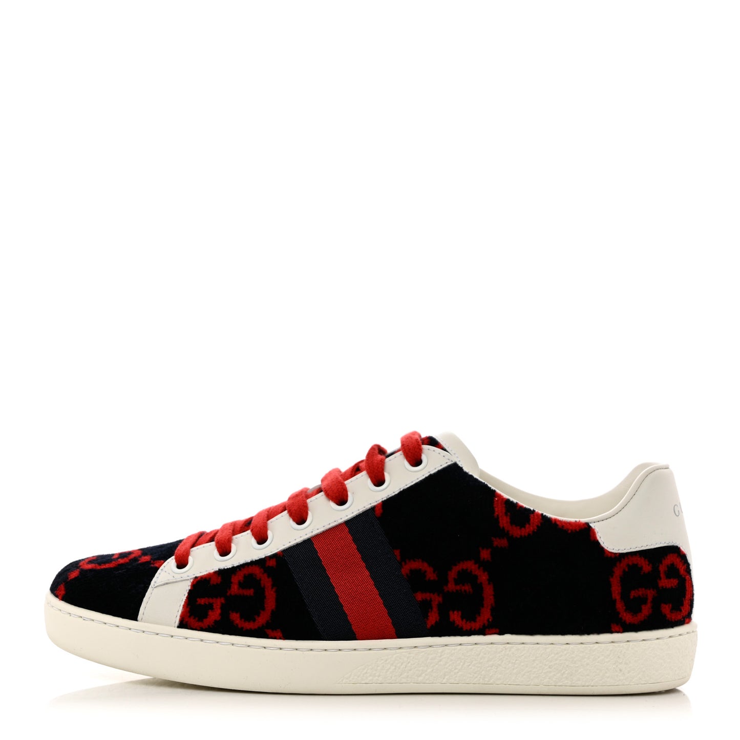 Terry Cloth GG Monogram Web Womens Ace Sneakers 37.5 Blue Red