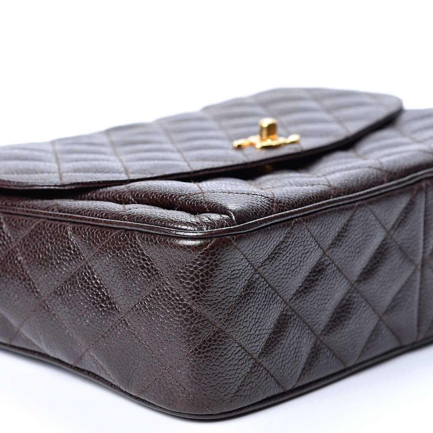 Caviar Quilted Camera Case Brown