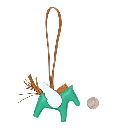 Hermes Milo Lambskin Grigri Rodeo Pegase Horse Bag Charm PM Menthe Sesame Bleu Brume 2 of 4