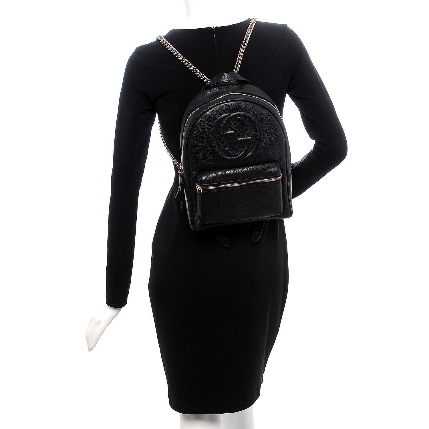 Gucci Pebbled Calfskin Soho Chain Backpack Black 2 of 7