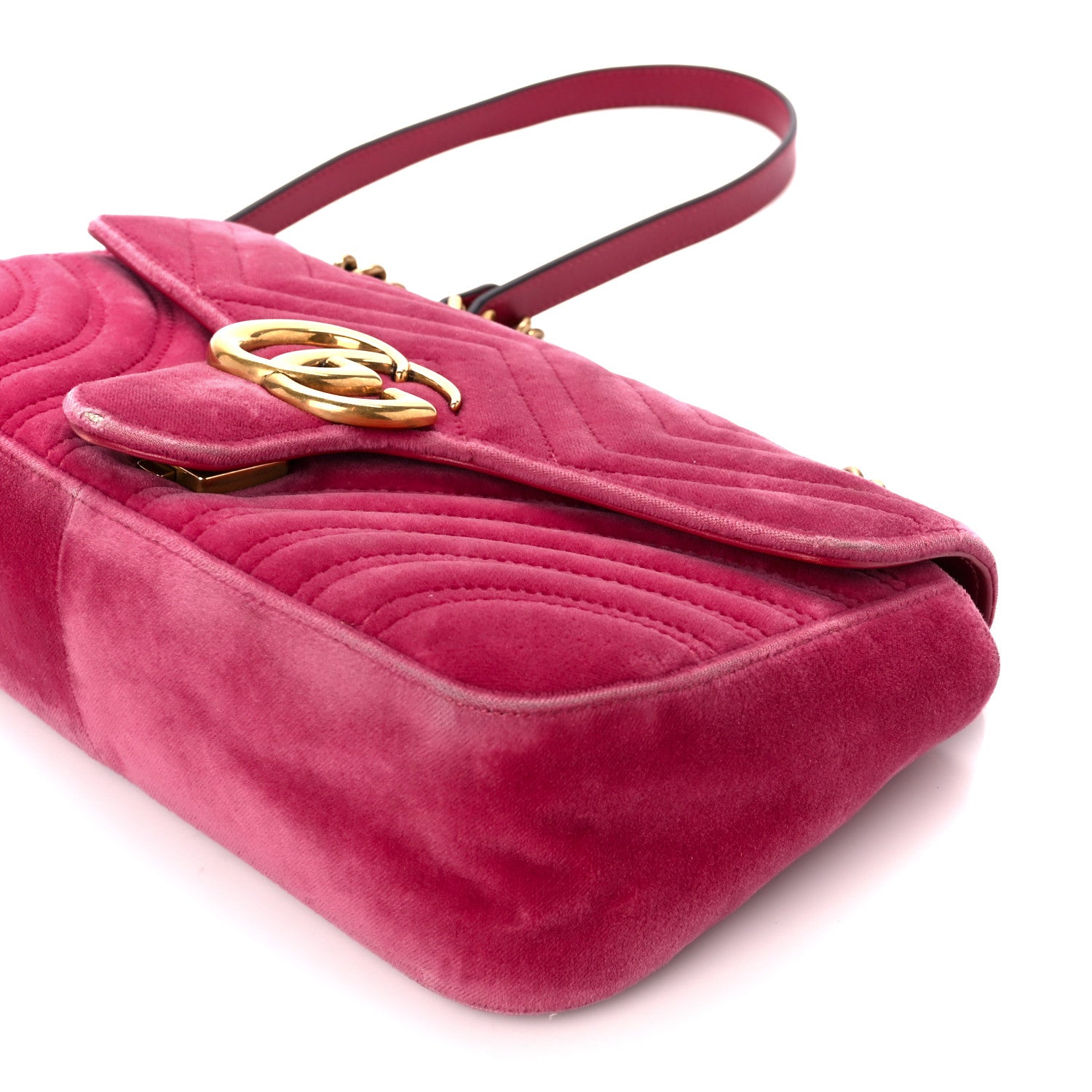 Gucci Velvet Matelasse Small GG Marmont Shoulder Bag Light Raspberry Rose 11 of 12