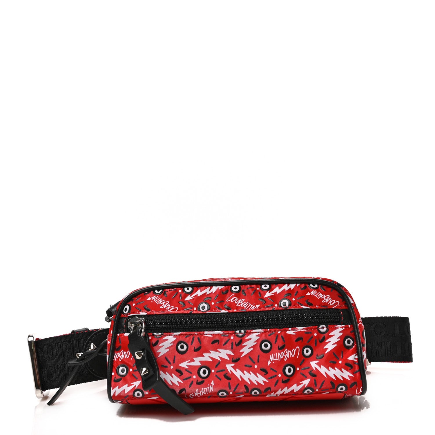 Christian Louboutin Monogram Print Mens Blaster Belt Bag Red Black 1 of 8