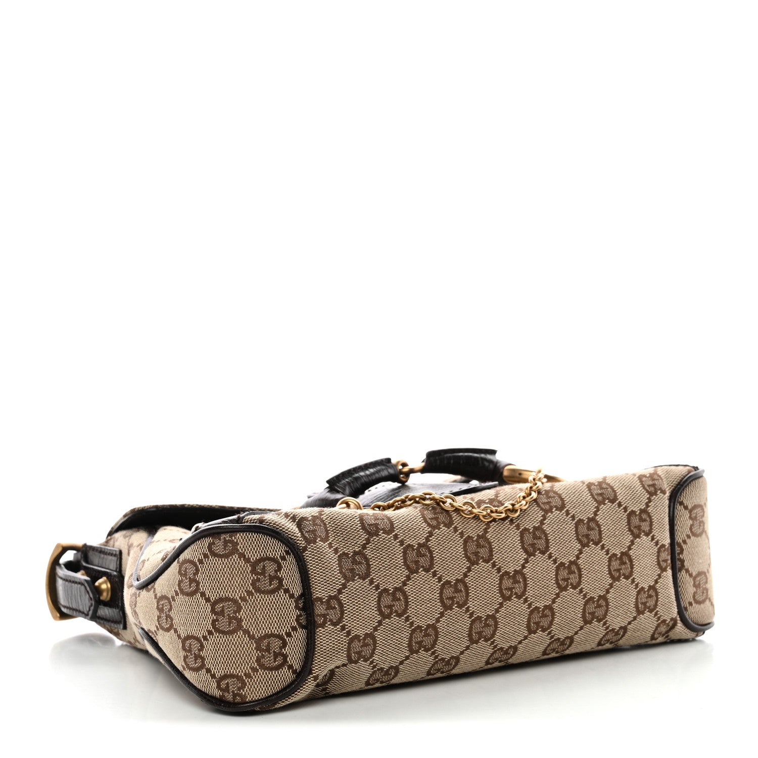 Gucci Monogram Horsebit Chain Flap Shoulder Bag Brown 4 of 11
