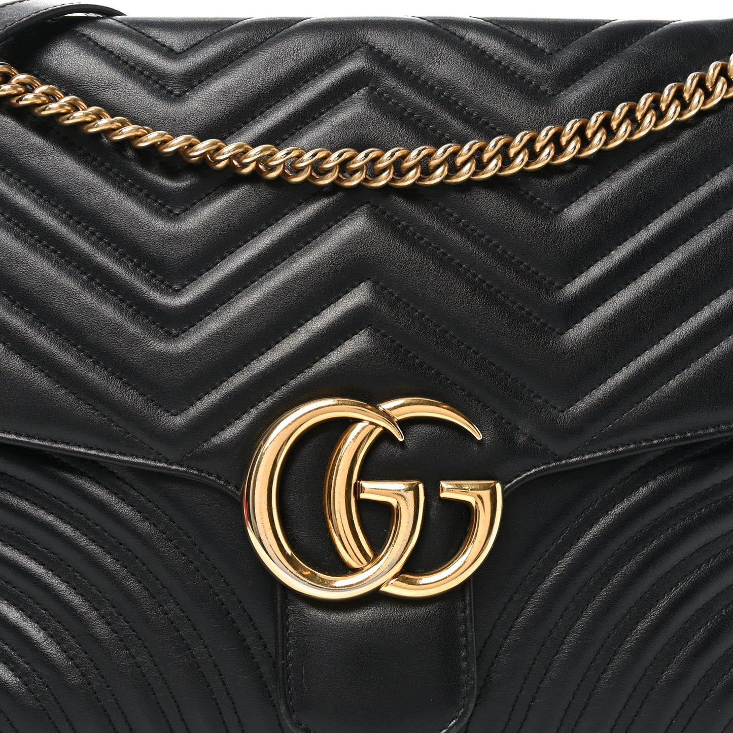 Calfskin Matelasse Large GG Marmont Shoulder Bag Black