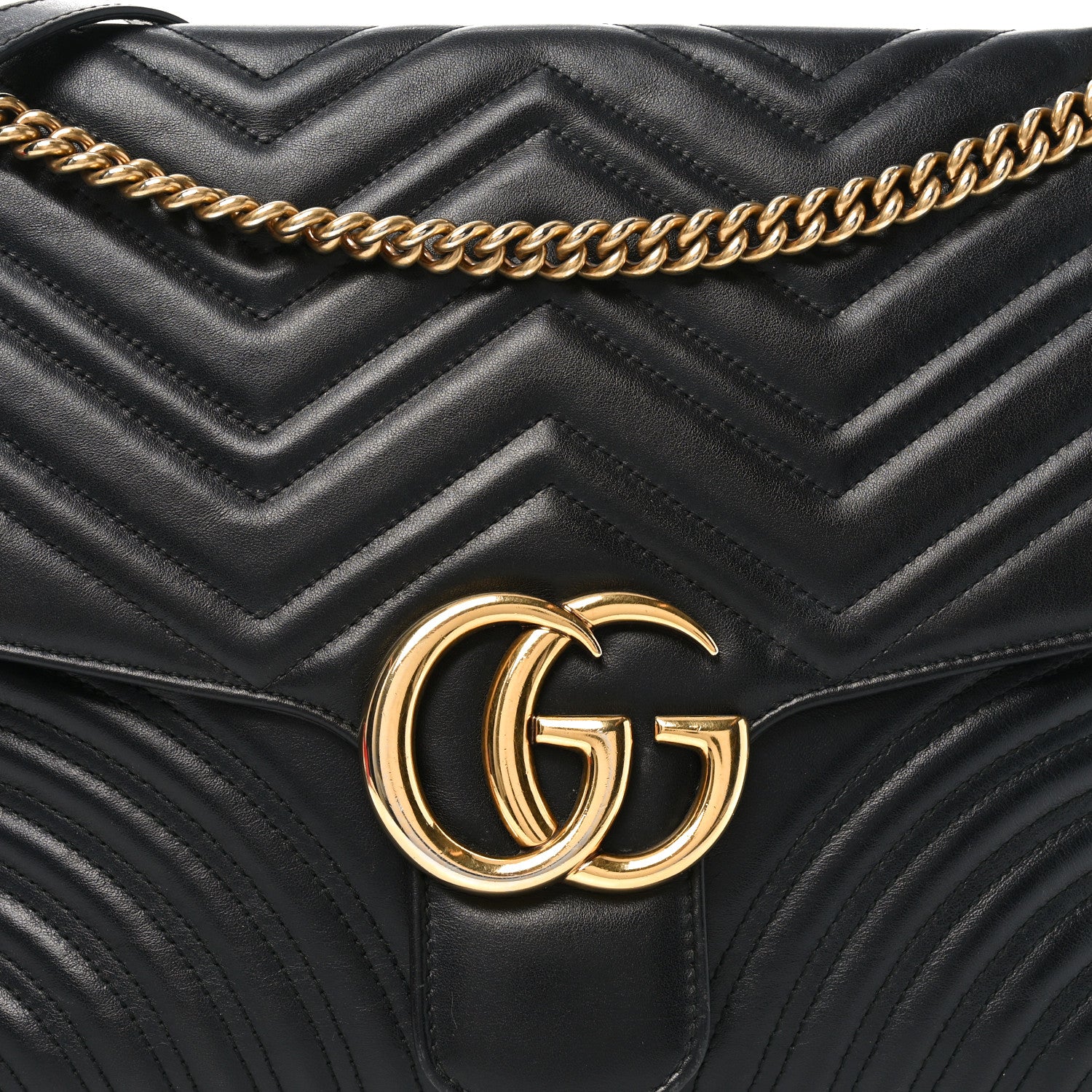 Gucci Calfskin Matelasse Large GG Marmont Shoulder Bag Black 8 of 10