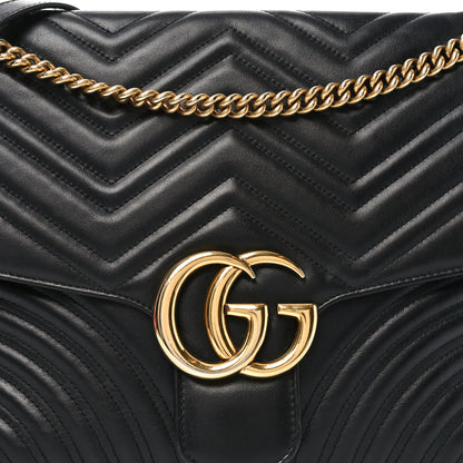 Gucci Calfskin Matelasse Large GG Marmont Shoulder Bag Black 8 of 10