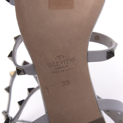 Valentino Garavani Pebbled Calfskin Rockstud 60mm City Sandals 38 Grey 8 of 10