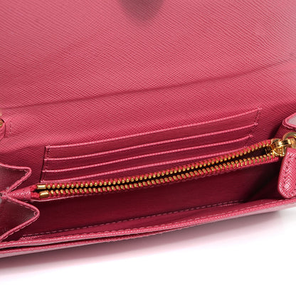 Prada Saffiano Metal Wristlet Wallet Peonia 6 of 9