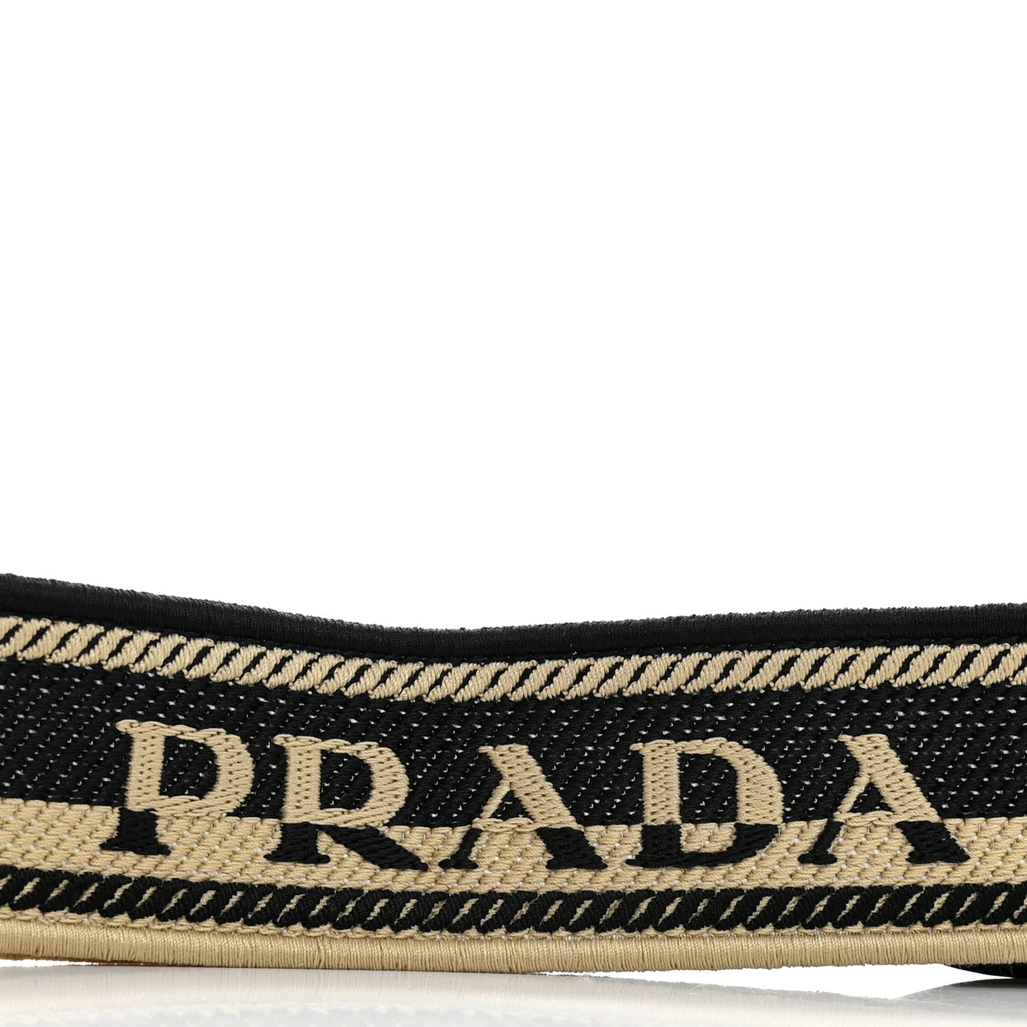 Canvas Calfskin Logo Shoulder Strap Black Beige