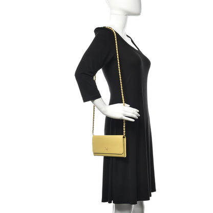 Prada Saffiano Metal Oro Chain Wallet Polline 2 of 12