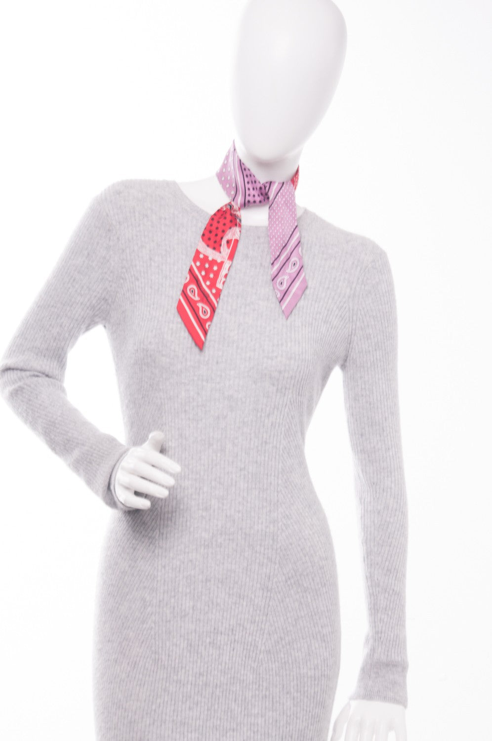 Hermes Silk Eperon d'Or Cut Twilly Parme Blanc Rouge 2 of 5