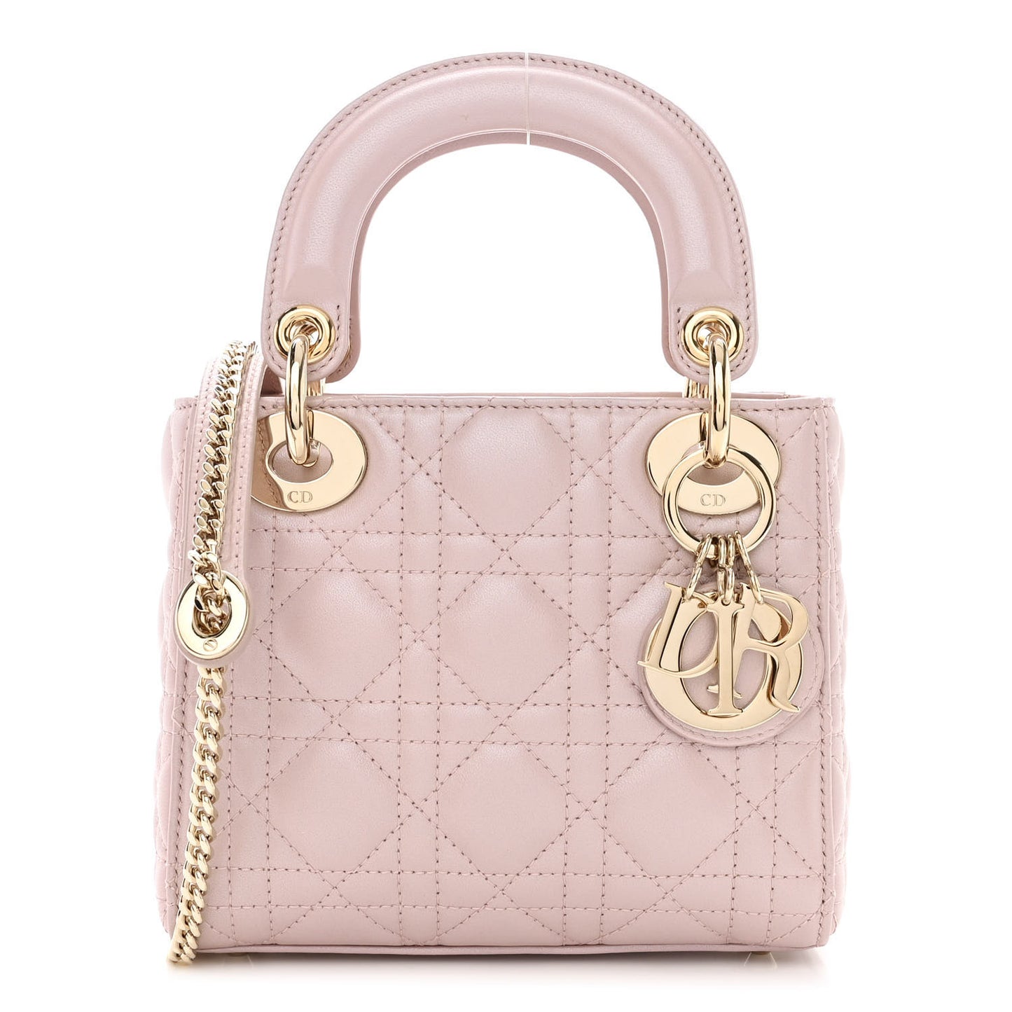 Metallic Lambskin Cannage Mini Lady Dior Lotus