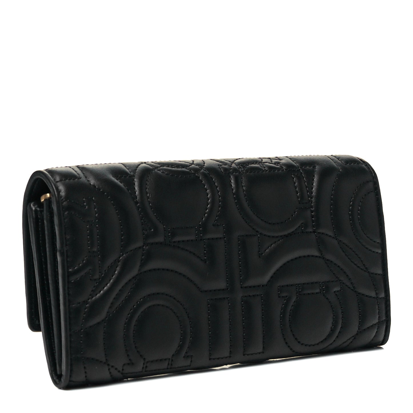Calfskin Quilted Continental Wallet Black