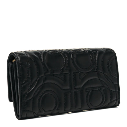 Salvatore Ferragamo Calfskin Quilted Continental Wallet Black 2 of 9