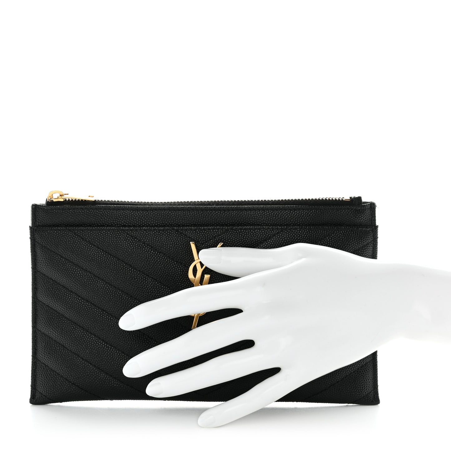 Grain De Poudre Chevron Monogram Bill Pouch Black