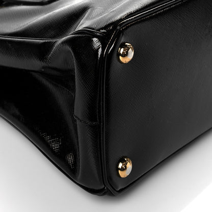 Prada Saffiano Vernice Mini Galleria Double Zip Tote Black 8 of 9