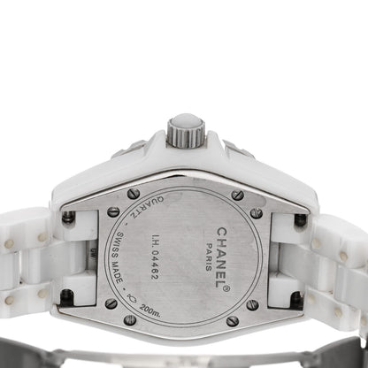 Chanel Stainless Steel Ceramic Diamond 33mm J12 Quartz Watch White 4 of 5