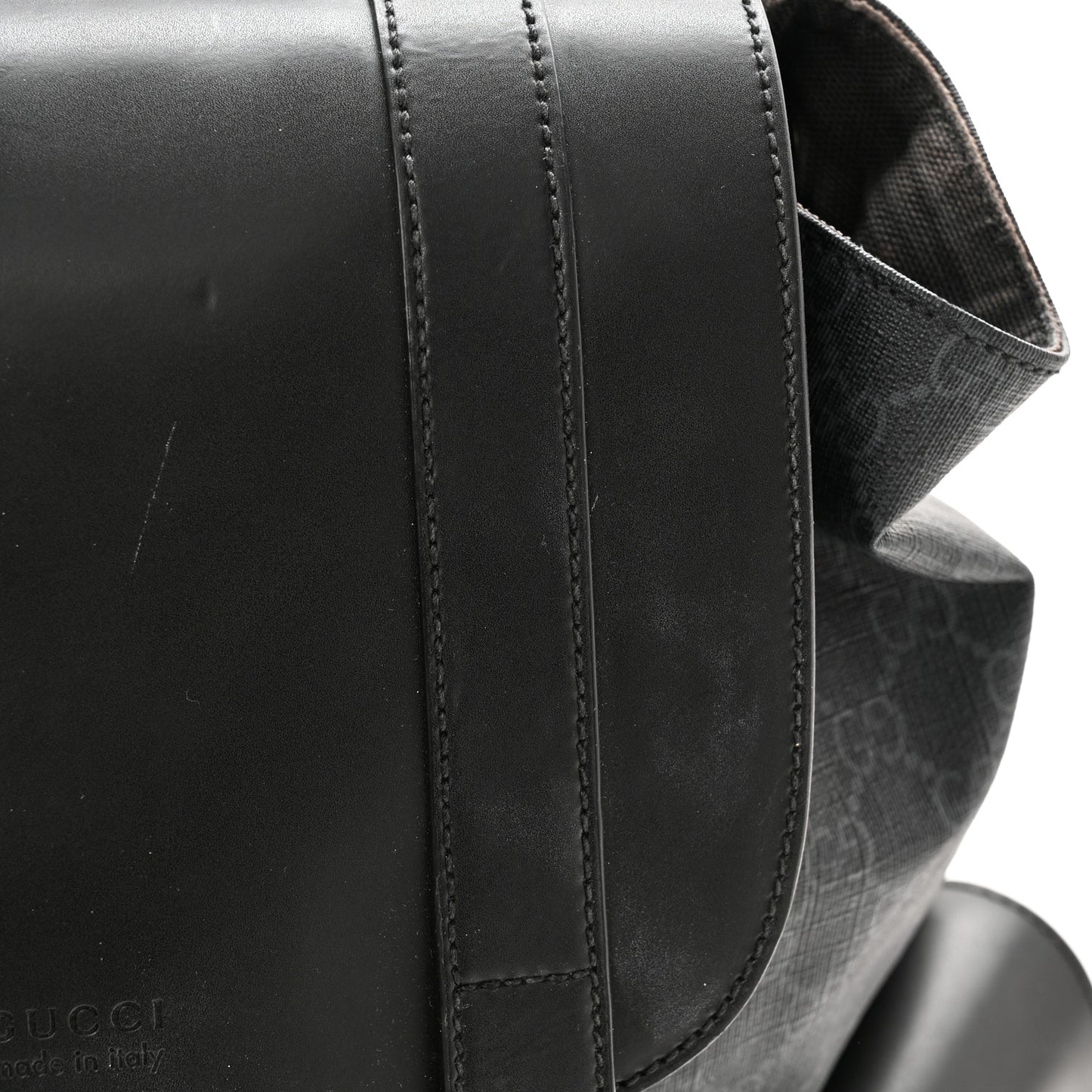 Soft GG Supreme Monogram Appia Calfskin Web Double Buckle Backpack Black