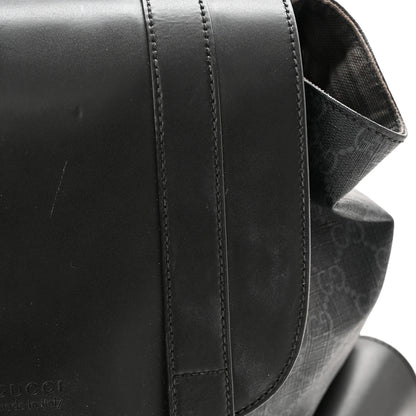 Gucci Soft GG Supreme Monogram Appia Calfskin Web Double Buckle Backpack Black 13 of 13
