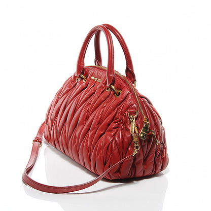 Miu Miu Leather Matelasse Bowler Red 7 of 9