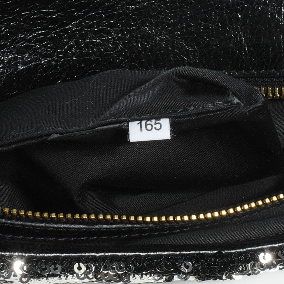 Oversized Sequined Clutch Black