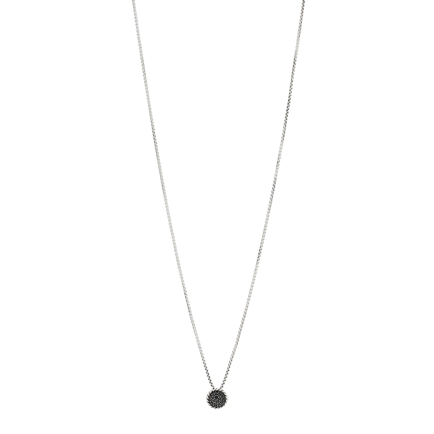 David Yurman Sterling Silver Black Diamond 8mm Petite Chatelaine Pendant Necklace 1 of 3