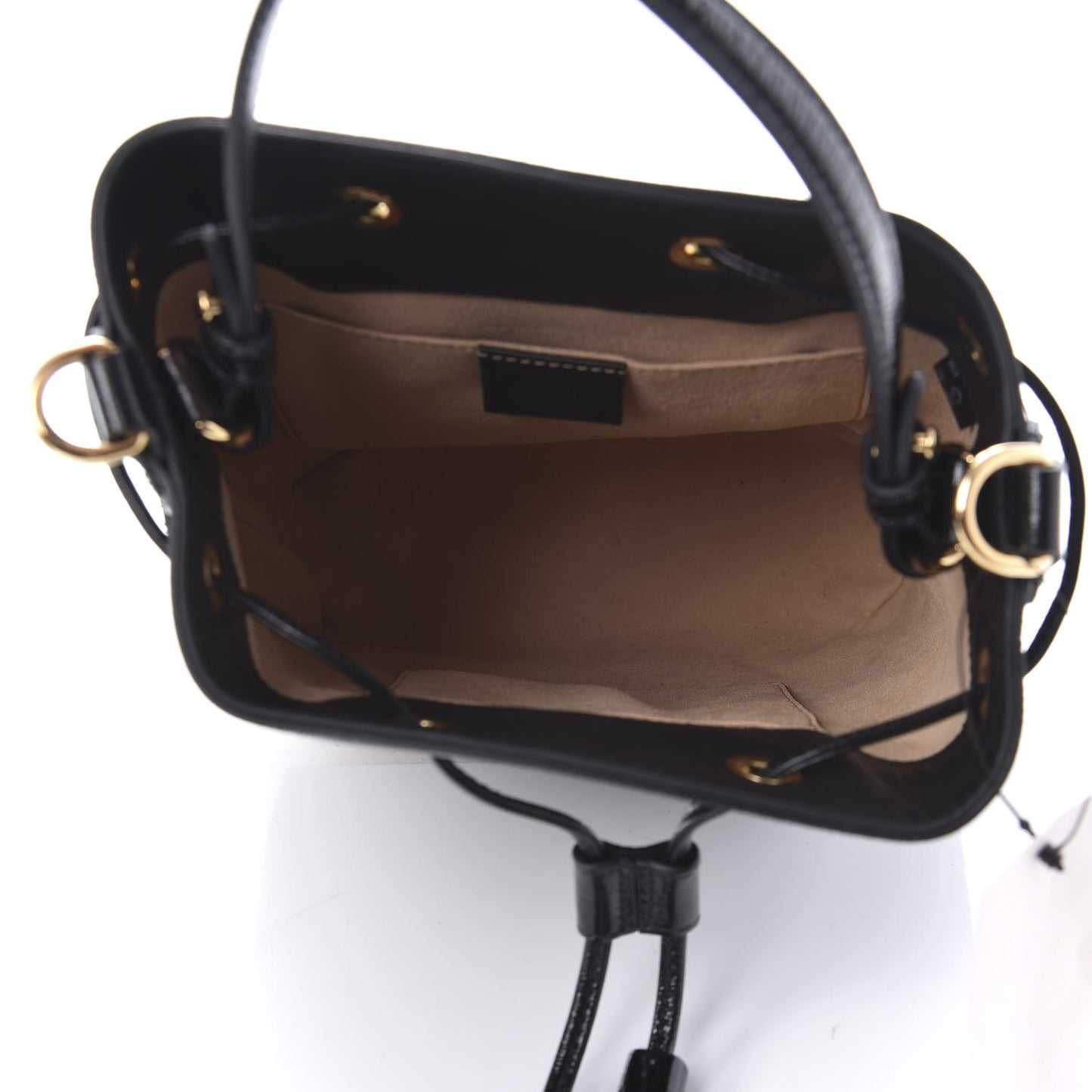 Suede Patent Web Small Ophidia Bucket Bag Black
