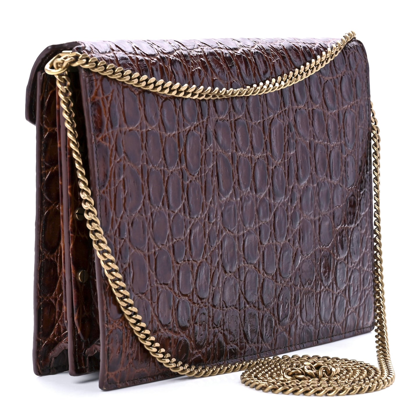 Patent Turtle Embossed Monogram Cassandra Clasp Bag Rouge Legion