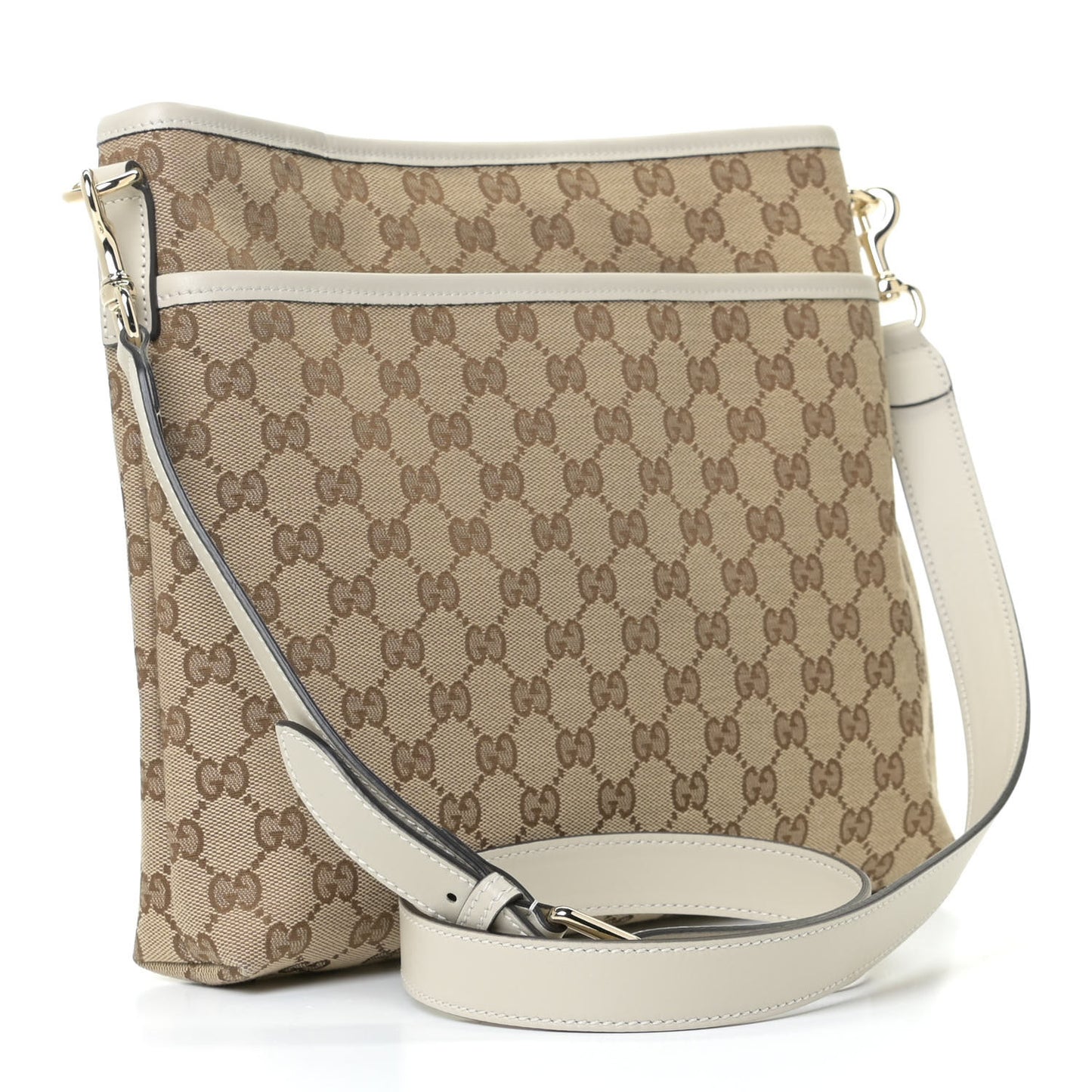 Monogram Medium Flat Messenger Bag Off White