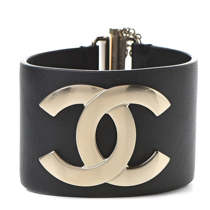 Chanel Calfskin CC Cuff Black Gold 1 of 7