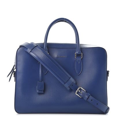 Burberry Textured Calfskin Barrow Briefcase Deep Blue 1 of 9