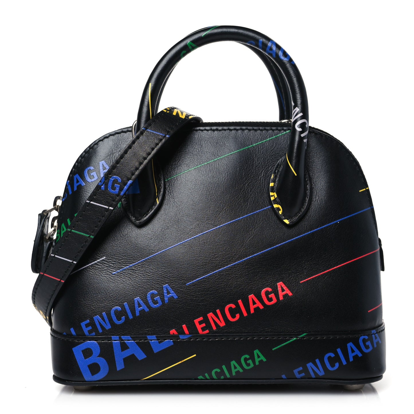 Calfskin Logo Print XXS Ville Top Handle Bag Black Multicolor