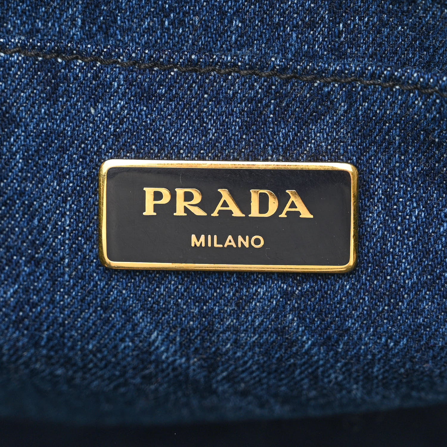 Prada Denim Logo Tote Bleu 6 of 11