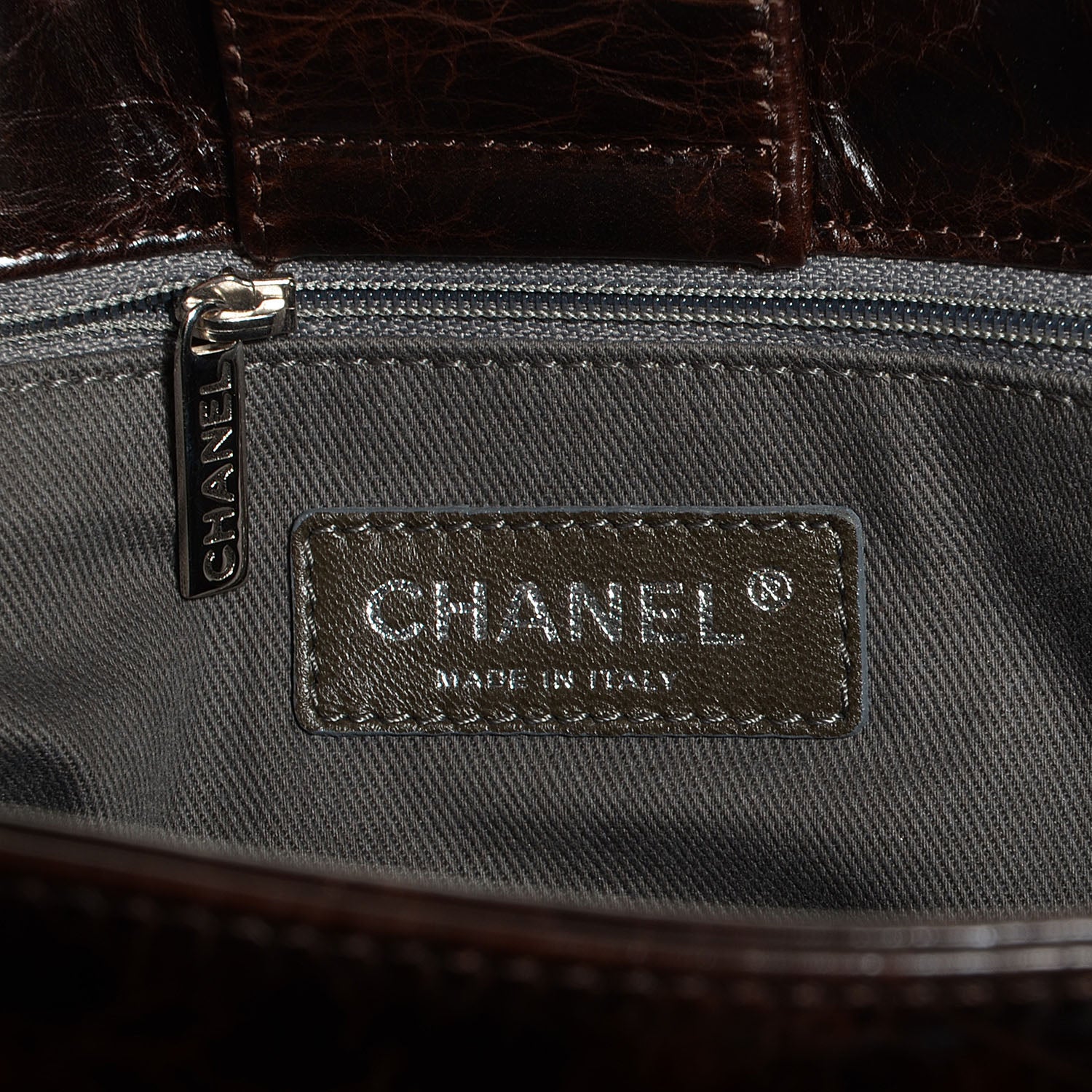 Chanel Glazed Calfskin Small New Portobello Dark Brown 6 of 7