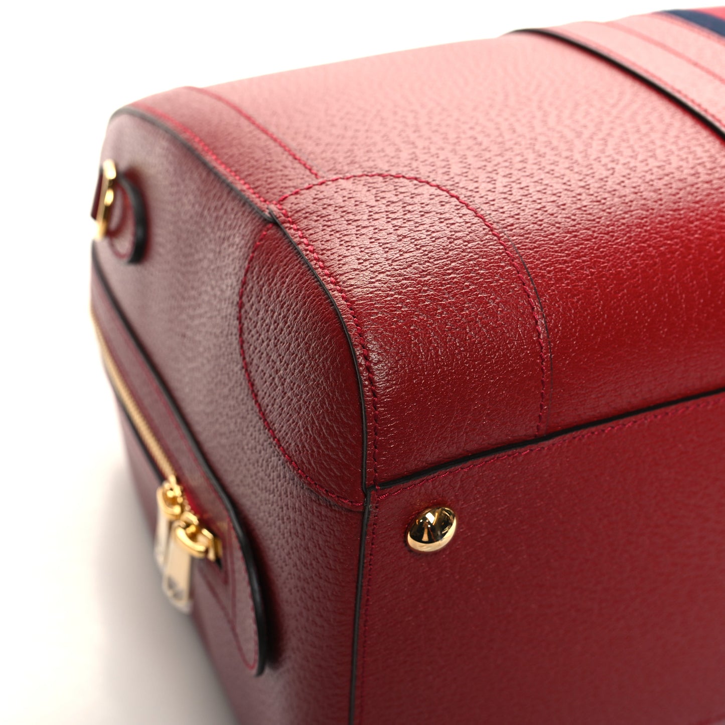 Textured Dollar Calfskin Web Medium Savoy Duffle Bag Red