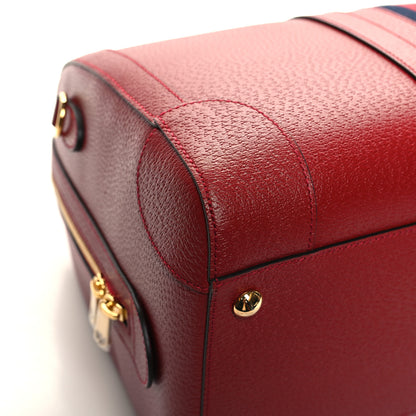 Gucci Textured Dollar Calfskin Web Medium Savoy Duffle Bag Red 8 of 11