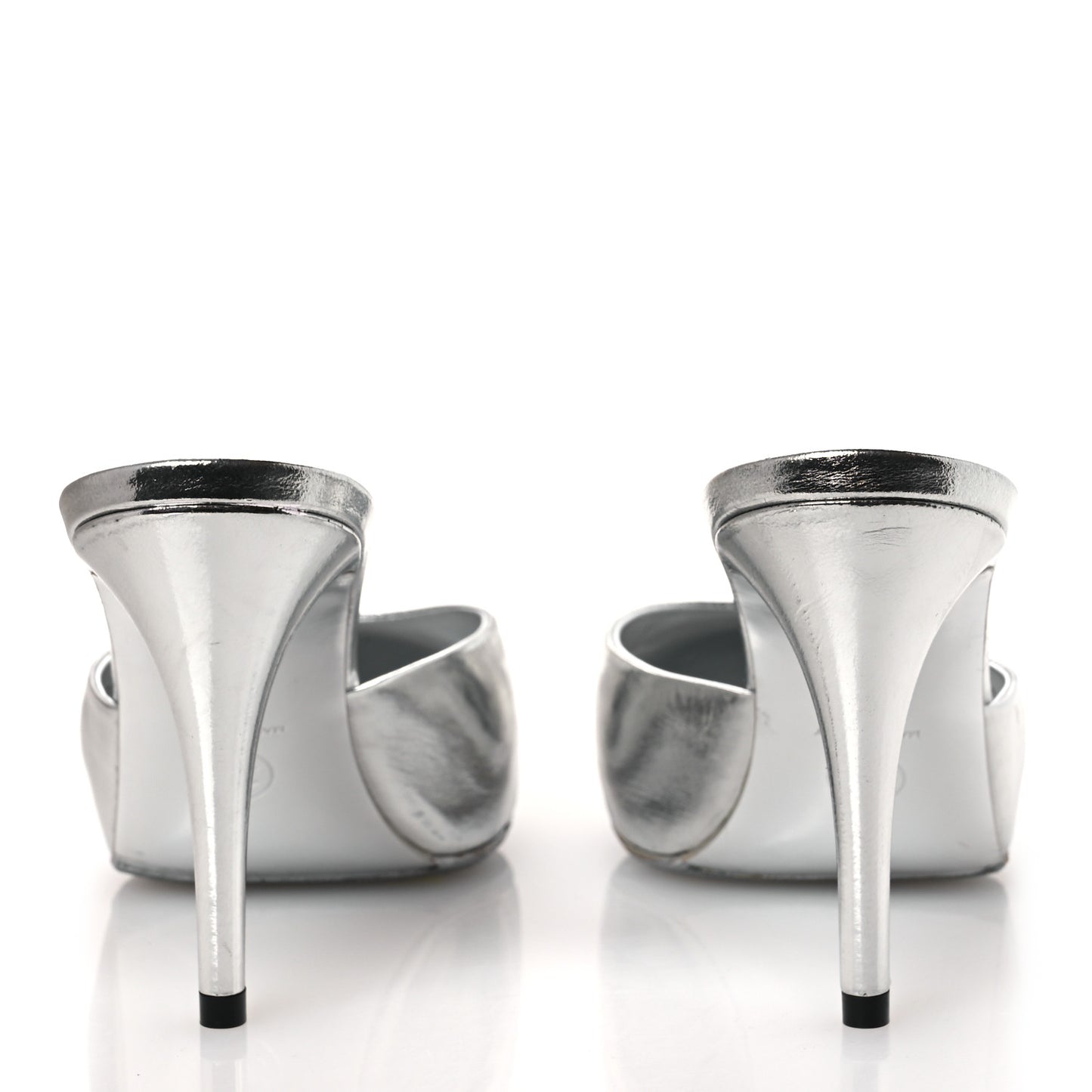 Metallic Goatskin CC Mules 39.5 Silver