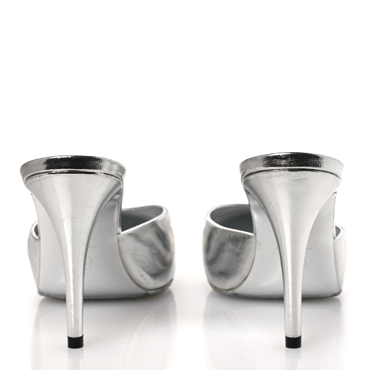 Chanel Metallic Goatskin CC Mules 39.5 Silver 6 of 12