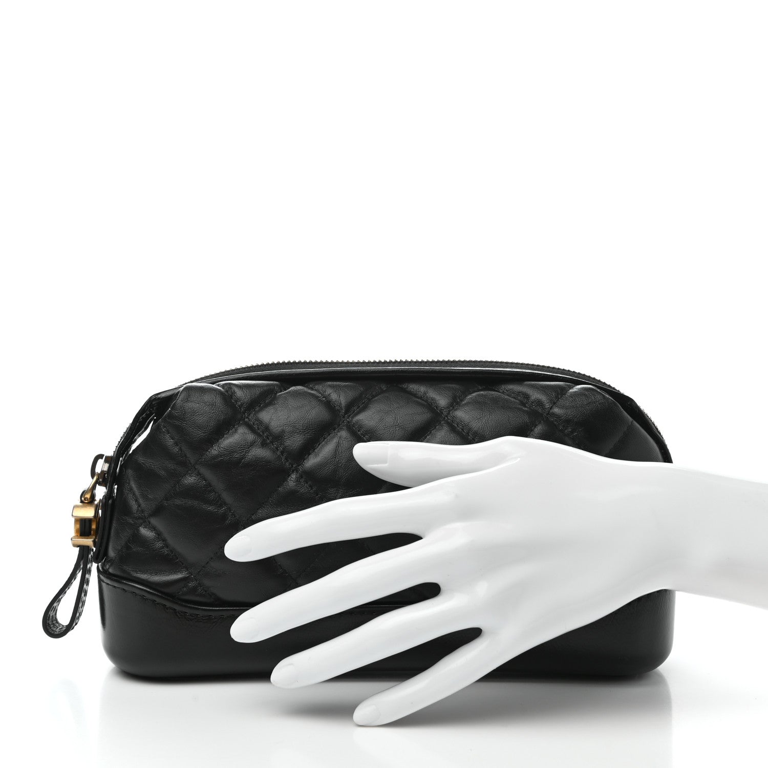 Chanel Aged Calfskin Quilted Gabrielle Cosmetic Case Black 2 of 7