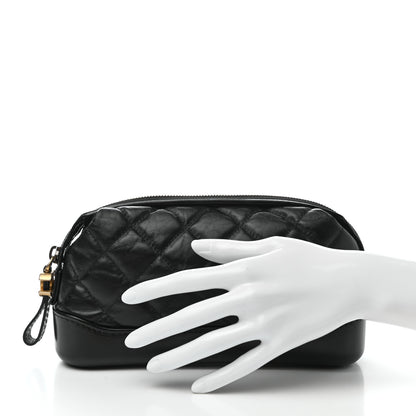 Chanel Aged Calfskin Quilted Gabrielle Cosmetic Case Black 2 of 7